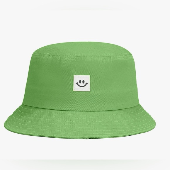 Sun Protection Green Cotton Summer Smiley Bucket Hat NEW Kids S-M Adults - Picture 1 of 6